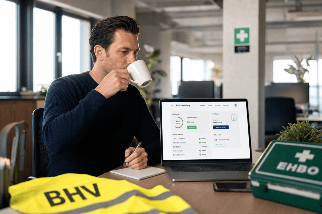 Hoe werkt het verlengen van je BHV-certificaat via e-learning: geldigheid, herhaling en wanneer moet je opnieuw praktijkoefenen?
