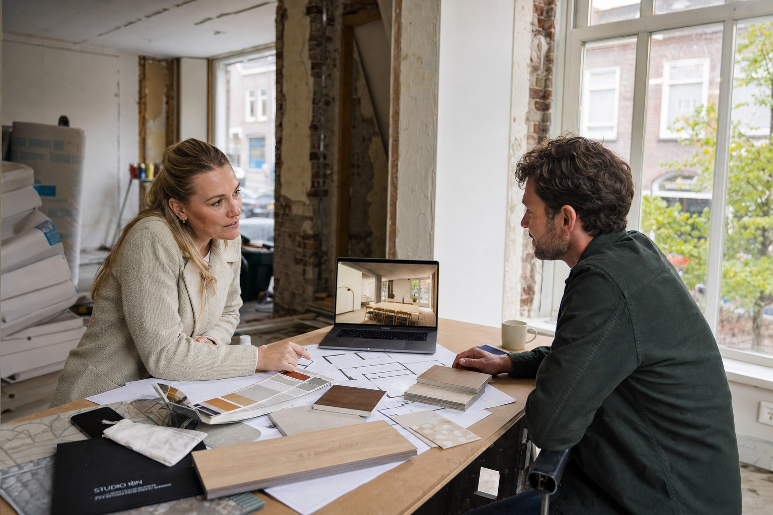 Interieur bedrijf tijdens verbouwing