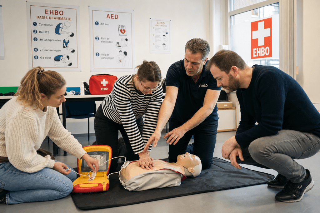 Wat leer je precies tijdens een EHBO opleiding (reanimatie, AED, verstikking en wondzorg) en welke onderdelen verschillen per&nbsp;cursus?